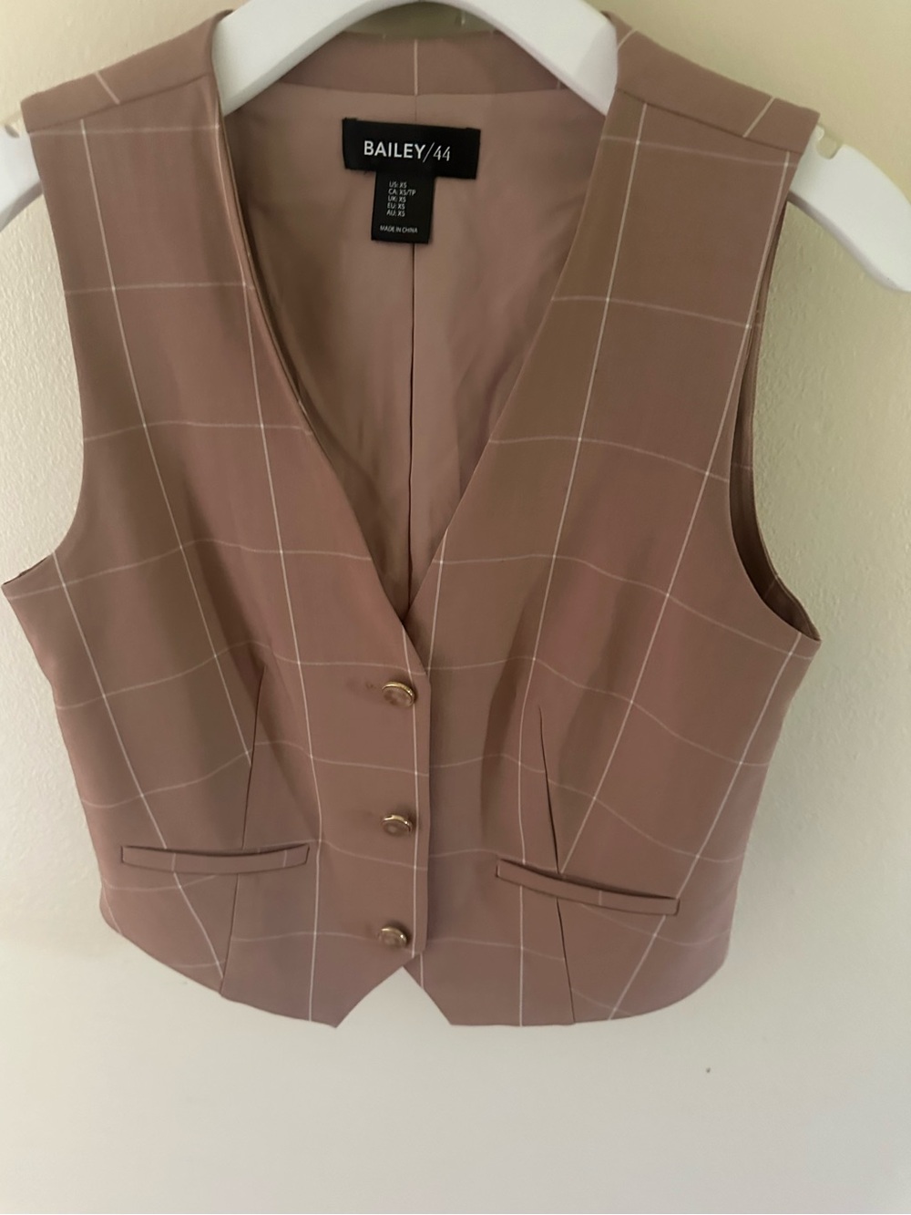 Bailey 44 Taupe Windowpane Vest